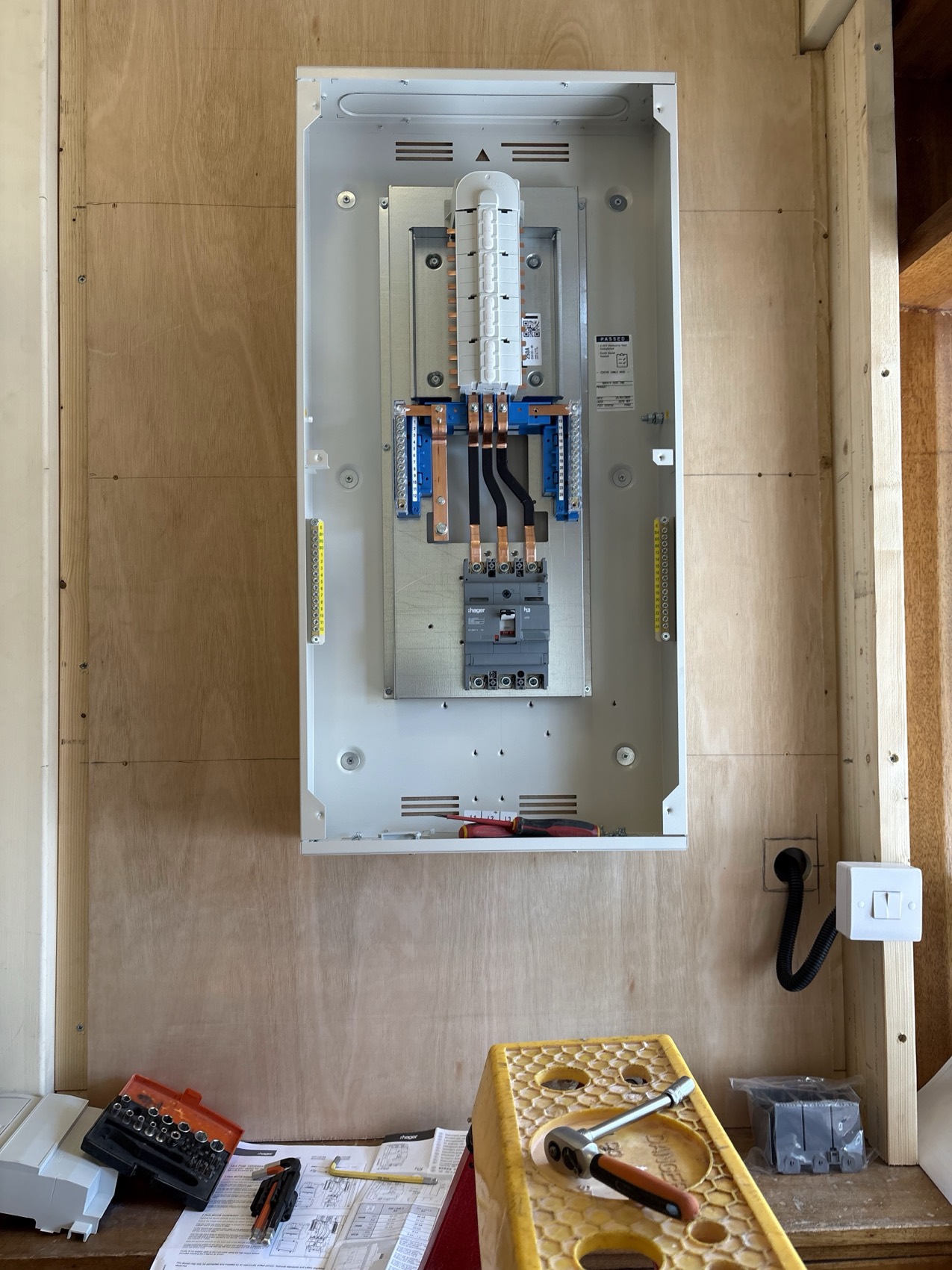 Three-phase board, first fix